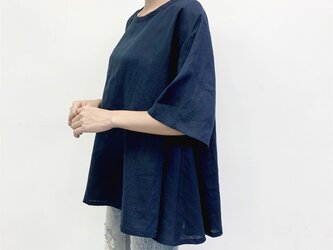 en-enリネン・シンプル・たっぷりＡラインプルオーバー・ネイビーの画像