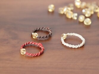 【マクラメ】シンプルな指輪✩✩宝石質シトリン【選べる３色】の画像