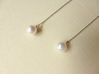 K10アコヤパールのアメリカンピアス（ホワイト）の画像