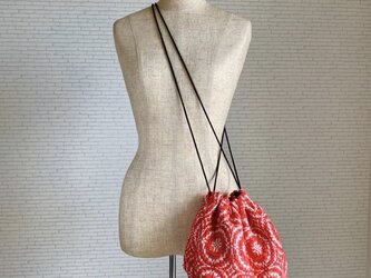 レトロ　手織りショルダーバッグ　赤　コットンの画像