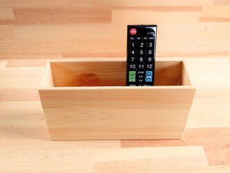リモコンスタンド、木製、桧の小物入れの画像