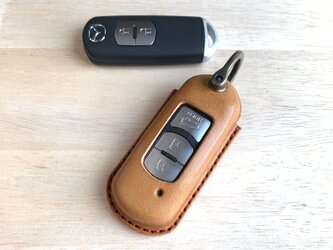 MAZDA スマートキーケース　　栃木レザー【名入れ無料・選べる革とステッチ】2つ～３つボタン対応 キーカバーの画像