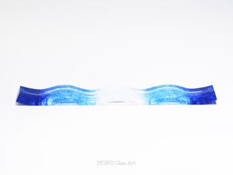 ガラスオブジェ カードスタンド-波-1【オリジナル・一点もの | ガラスカード立て】の画像