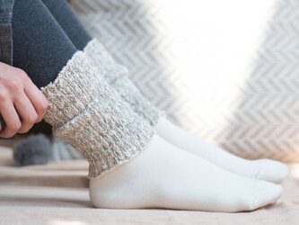 ガラ紡糸アーム＆レッグウォーマー　杢グレー【Organic Cotton】の画像