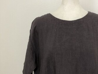 セール品 グレー系リネンのシンプルワンピース M~Lの画像