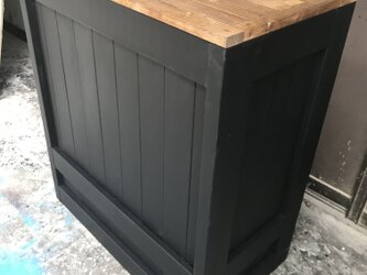☆ブラック＆ダーク☆レジ凹みカウンターテーブル【800】★店舗☆ アンティーク受注制作の画像