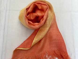 国産シルク100％手描き染めストール orange&yellowの画像