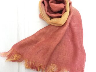 国産シルク100％手描き染めストール yellow&pinkの画像