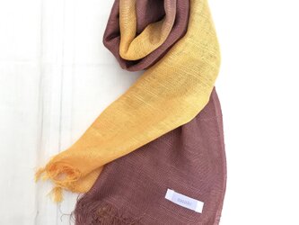 国産シルク100％手描き染めストール yellow&purpleの画像
