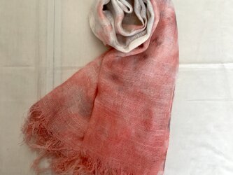 国産シルク100％手描き染めストール pink&glayの画像