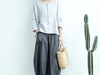 青灰色 リネン 綿麻 スカート ロングスカート 百搭のスカートの画像