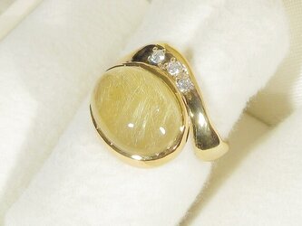 7.70ctルチルクォーツの指輪（リングサイズ：11号、サイズ変更可、針入り水晶、金線入り水晶、18K張り）の画像