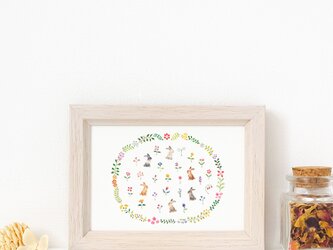 絵のある暮らし。額装アートプリント "うさぎたちの安らぎの庭" FAPR-L119の画像