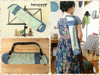 譜面台専用のバック／小花柄／ブルー色の画像