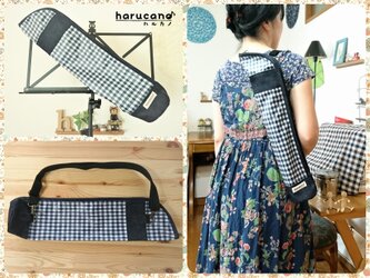 譜面台専用のバック／チェック柄／ブルーの画像