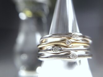 K14YG SV925 diamond stacked rings -雫- #10-10.5の画像