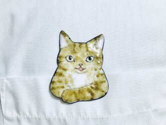 七宝 猫ブローチ お話しようよ。 茶トラの画像