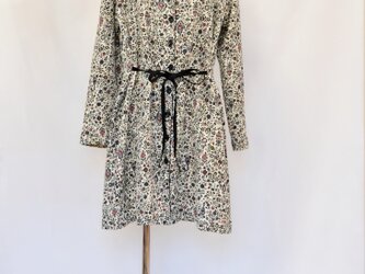 花唐草シャツワンピース：ボタニカル模様・着物リメイク・２営業日以内発送・国内送料無料 ／ 1910d11の画像