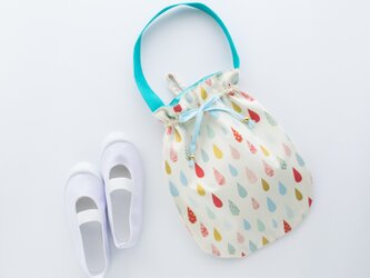 雫《drop》のワンハンドルバッグ・中　(上靴袋）：水色の画像