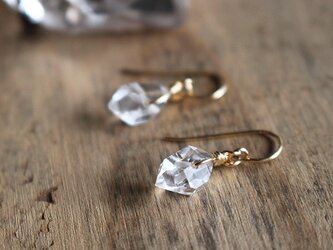 【L】ハーキマーダイアモンド＜AAA＞のピアス（K14GF）の画像