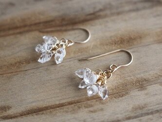 ハーキマーダイアモンド＜AAA＞の小花ピアス（K14GF）の画像