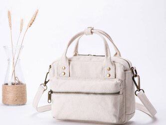 【0016生成り】オシャレ　ボストンバッグ　しっかり　キャンバス　帆布　可愛いショルダーバッグ　ファスナー付きトートバッグの画像
