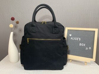 【0033黒】オシャレ 2Way 帆布　 キャンバスファスナー付きトートバッグ　リュック　大容量　男女兼用　旅行バッグの画像