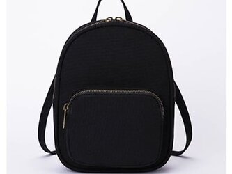 【0027黒】 コロンと可愛い 2Way　しっかり キャンバス 帆布  多機能　オシャレ　可愛いミニリュック  丸型の画像