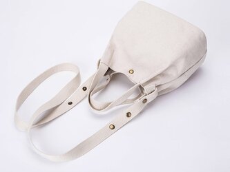 【0007生成り】 2Way  キャンバス 帆布 　可愛い巾着 ショルダー バッグ　ミニバッグの画像