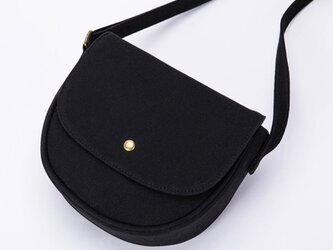 【0019黒】キャンバスバッグ 帆布 サドルバッグ　かわいいショルダーバッグ　ファスナー付きバッグの画像