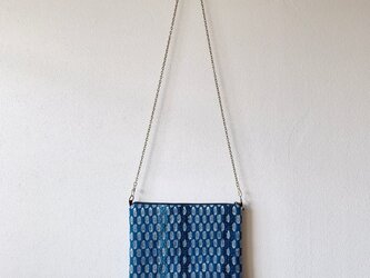藍染め　手織りショルダーバッグ　裂き糸の画像