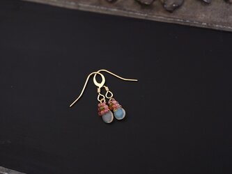 10月誕生石＊エチオピアンオパール＊トルマリン＊１４kgfピアス＊no．349