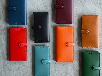 【カラーオーダー】ブッテーロのiPhone手帳型カバーボタン式 iPhone13mini 12mini SE ８/８s各機種対応の画像