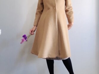 アルパカシャギー　毛並の美しいXラインのドレスコート　ミディ丈　ベージュの画像