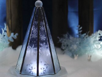 《送料無料》 【大人のクリスマスツリー／雪と氷の世界】（Ｍサイズ）ステンドグラス･ランプ,LEDライト付