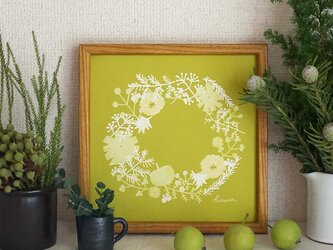 「冬のリース（グリーンティ）」20cm角ポスターの画像