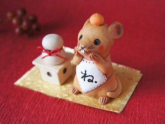 【陶器のいたずらねずみと鏡餅セット】＊aの画像