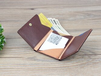 本革 キャッシュレス時代のコンパクト薄型財布 ☆Red☆の画像