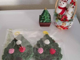 【受注制作】クリスマスツリーのアクリルたわし　ハンドメイド　クリスマス☆の画像