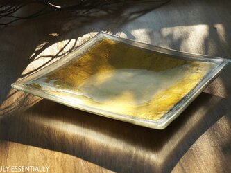 ガラスの大皿 -「 金色のガラス 」● 28cmの画像