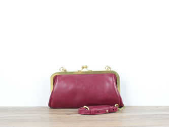 本革 かわいいクラシック風レーディスショルダーバッグ ☆Red☆の画像