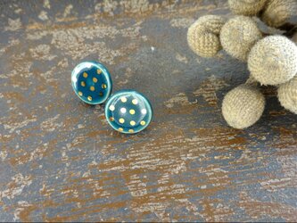 金彩dot round pierce／earring（深緑）の画像