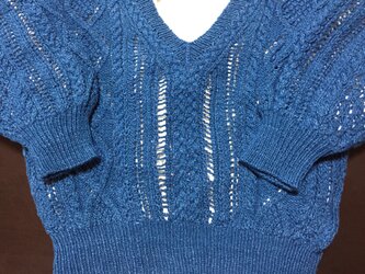 手編み子供用(140cm)綿プルオーバーの画像