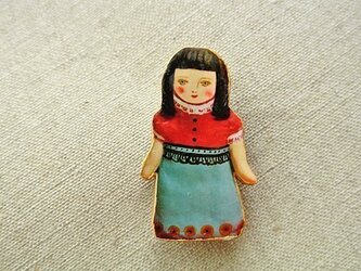 水色スカートお嬢さんブローチの画像