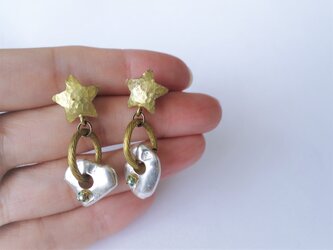 スター＆シルバーナゲットピアス vintage earrings star SV <PE6-L19>の画像