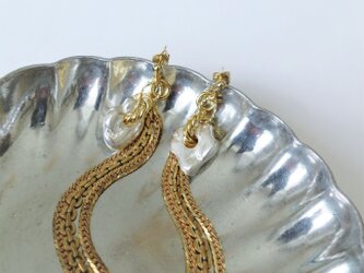 2ウェイピアス シルバーナゲット&フリンジ vintage earrings fringe SV <PE7 -L19>の画像