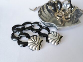 シェル＆ブラックチェーンブレスレット vintage bracelet coin <BL2-L19>の画像