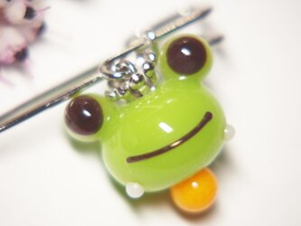 かえるのブローチピン　緑の画像