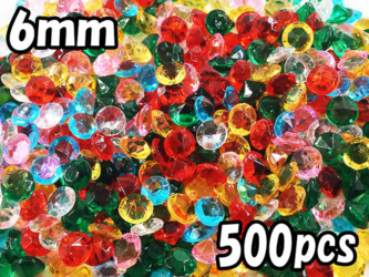 送料無料　Vカット　ラインストーン　6mm　ミックス　500個　混色　アクセサリー　ダイヤカットレジン　パーツ　（AP0763）の画像