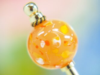 水風船模様とんぼ玉のかんざし　みかん色の画像
